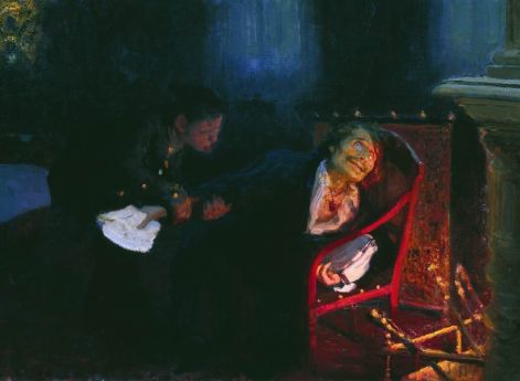 Гоголь сжигает рукопись второй части «Мертвых душ». И.Е.Репин. 1909 год. Государственная Третьяковская галерея, Москва