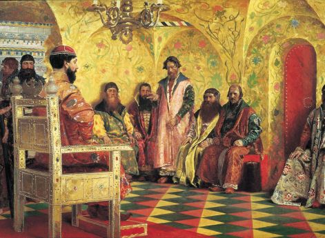 Михаил Фёдорович на собрании боярской думы. А.Рябушкин. 1893 год. Третьяковская галерея, Москва
