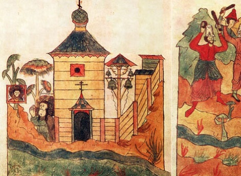 Местные жители изгоняют Преподобного Антония с учениками из основанной ими обители, опасаясь, что новый монастырь отберет их земли.