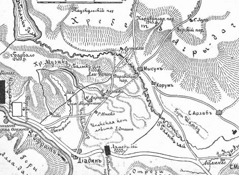 Мусун. Схема боевых действий 21-22 июня 1877 года во время русско-турецкой войны