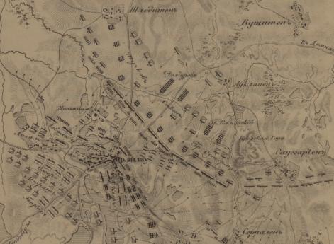 План Прейсиш-Эйлаутского сражения с утра 27 Января 1807 года