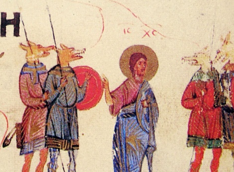 Иисус Христос среди песьеглавцев. Киевская Псалтирь. 1397