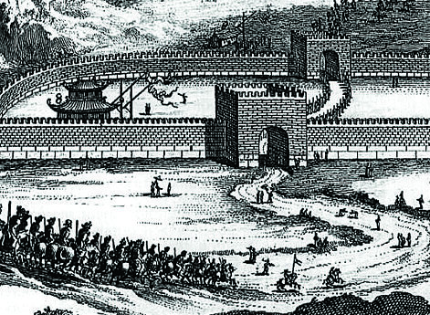 Русское посольство проходит через ворота Великой китайской стены. 