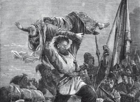 Разинский бунт. I. Стенька Разин, на вершине своего могущества, опьяненный удачами, бросает в Волгу любимую им персидскую княжну.