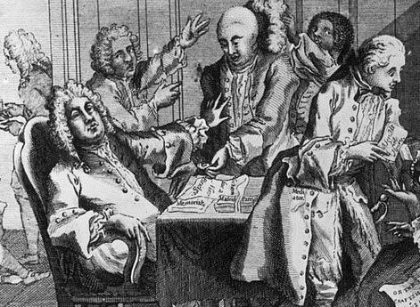 Капитан Дженкинс предъявляет свое отрезанное ухо премьер-министру Роберту Уолполу.