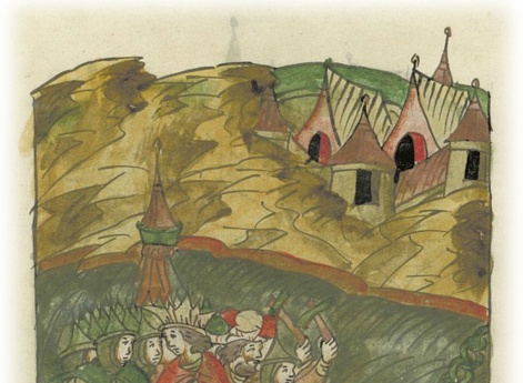 Латиняне, желая получить золото и серебро, которое им обещал Исаакович, забывают наставления папы не причинять зла Греческой земле и, прийдя в Суд, разбивают железные замки и приступают к городу.