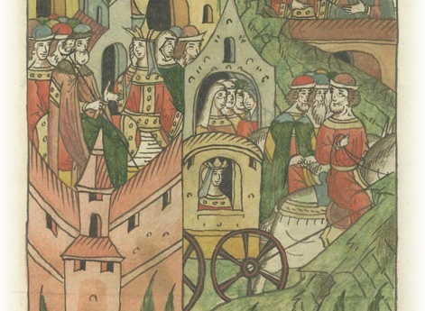 Великий князь Семен Иванович отсылает свою княгиню Евпраксию к ее отцу князю Федору Святославичу на Волок.