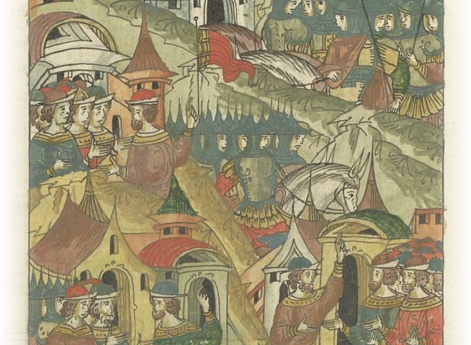 Литовцы приходят в Суходрев. Можайцы с воеводой Андреем Васильевичем Лугвицей, люди князя Михаила Андреевича с воеводой Судком, люди князя Василия Ярославича с воеводой Жиневым выходят против литовцев.