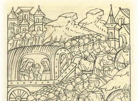 Князь Андрей Иванович бежит с княгиней и сыном из Старицы до Берновых сел.