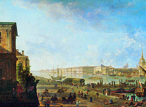 Вид на Адмиралтейство и Дворцовую набережную от Первого кадетского корпуса