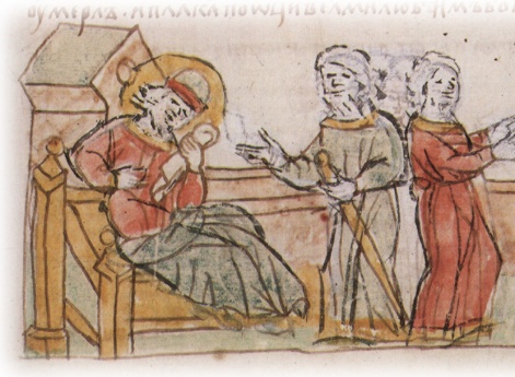 Вокняжение Святополка Владимировича в Киеве; получение вести Борисом Владимировичем о смерти отца и оплакивание его.