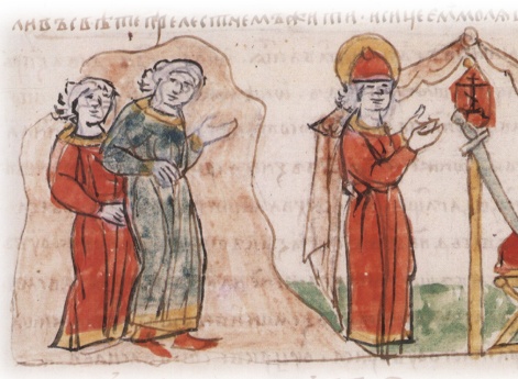 Оплакивание Глебом Владимировичем убитого брата Бориса и моление о ниспослании себе смерти; приход к Глебу убийц, подосланных Святополком Владимировичем.