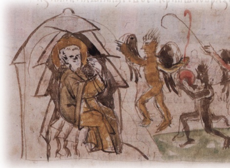 Избавление Исакия с помощью крестного знамения от бесов, смущавших его душу