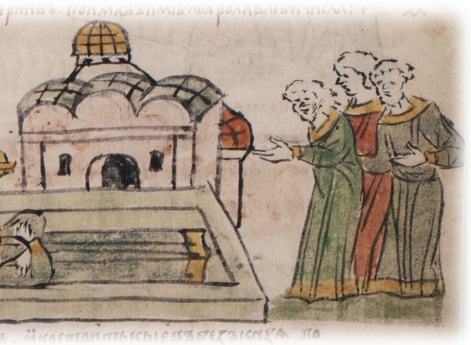 Отпевание и погребение в Суздальской Богородицкой церкви умершего Святослава Юрьевича.