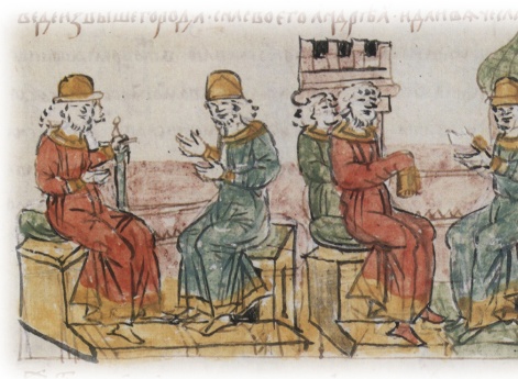 Совет Юрия Владимировича Долгорукого (Киевского) с боярами о Киевском княжении; передача Юрием князю Вячеславу Владимировичу Пересопницкому Вышгорода.