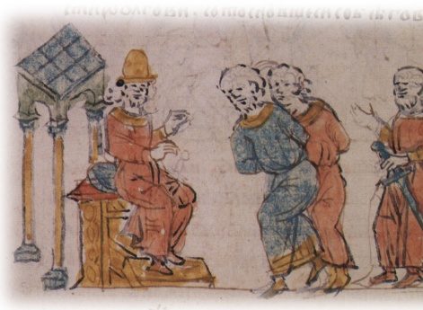 Пленение половецких послов и привод их к Ярополку Владимировичу Переяславскому.