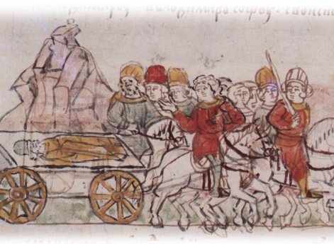 Перевезение ослепленного Василька Ростиславича Теребовльского в сопровождении Давыда Игоревича Волынского во Владимир Волынский.