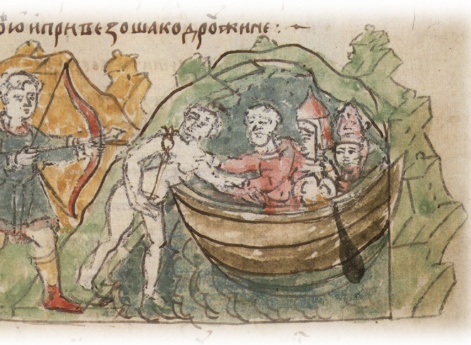 Попытка печенегов захватить гонца, пробиравшегося в стан к русским из осажденного Киева.