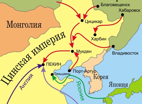 Карта: Действия русских войск во время Ихэтуаньского (Боксерского) восстания 1899 – 1902 гг.