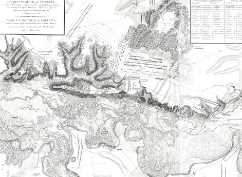 Сражение при Полтаве между Российской Армией под предводительством Его Величества Царя Петра I и Шведской Армией под начальством Короля Карла XII 27 июня 1709 года.